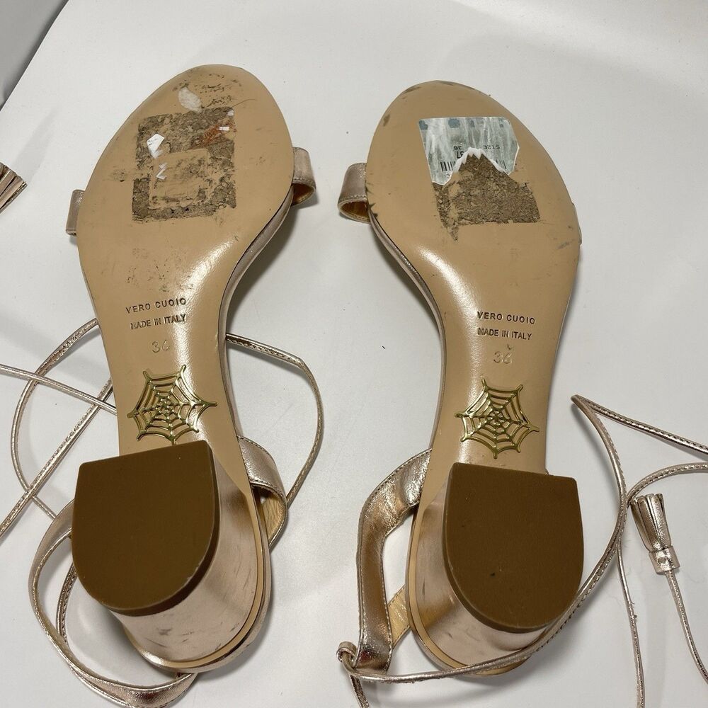 Charlotte Olympia Metallic Leather Ankle Tie Sandals Women’s US Sz 6 - Picture 3 of 6